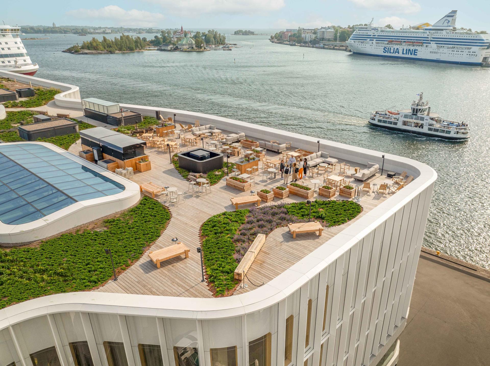 Rooftop Bar Humu's green rooftop terrace with spectacular views